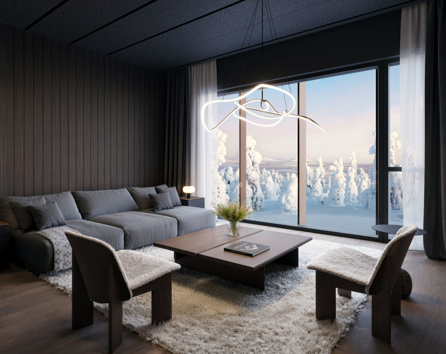 Executive Suite Jussi living room with Arctic views at Arcora Boutique Hotel & Villas