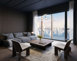 Executive Suite Jussi living room with Arctic views at Arcora Boutique Hotel & Villas