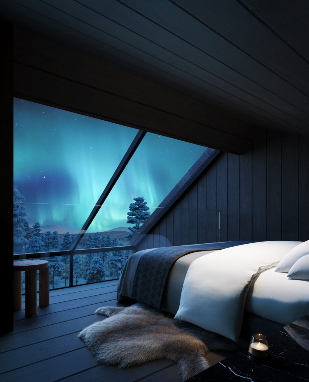 Sky Villa Antti interior with Arctic views at Arcora Boutique Hotel & Villas