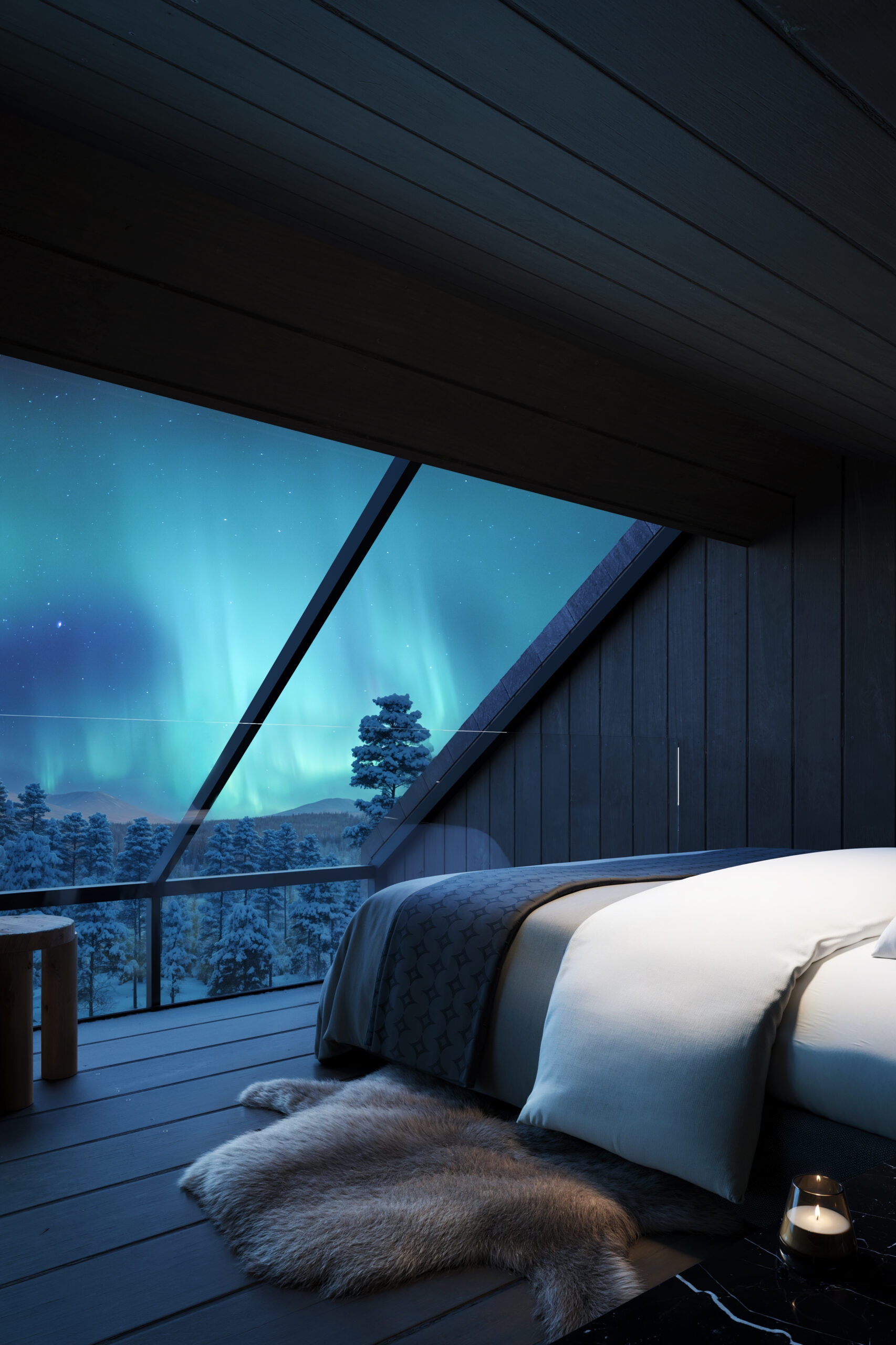 Sky Villa Antti interior with Arctic views at Arcora Boutique Hotel & Villas