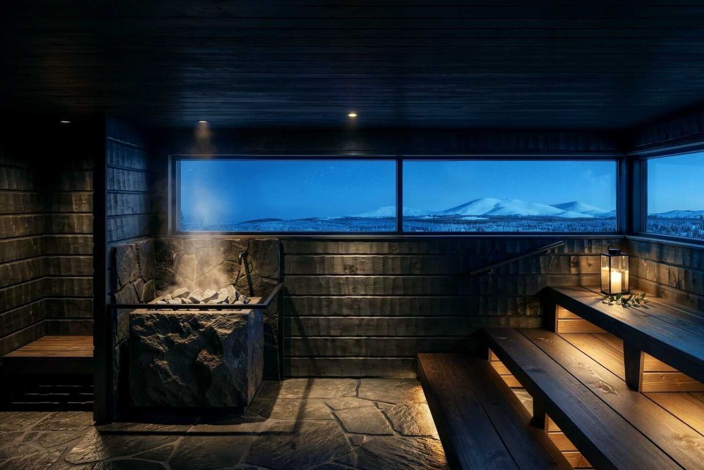 Arctic spa and sauna interior at Arcora Boutique Hotel & Villas in Finnish Lapland