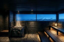 Arctic spa and sauna interior at Arcora Boutique Hotel & Villas in Finnish Lapland